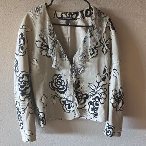 Ellen Tracy Floral Blazer with Ruffles